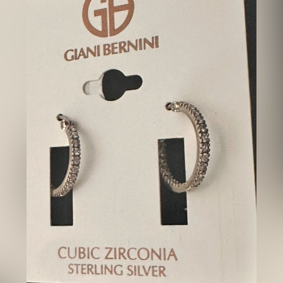 NWT Giani Bernini Sm Sterling Silver CZ Hoop Earrings, 0.6", (3/4 Ct. T.w.) - Picture 4 of 6